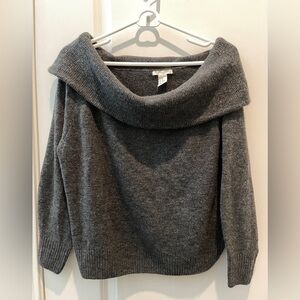 Gray Off-Shoulder Women Sweater